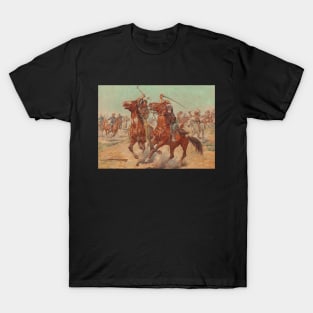 Battle Between Indians And U.S. Army - Vintage Western American Art T-Shirt
